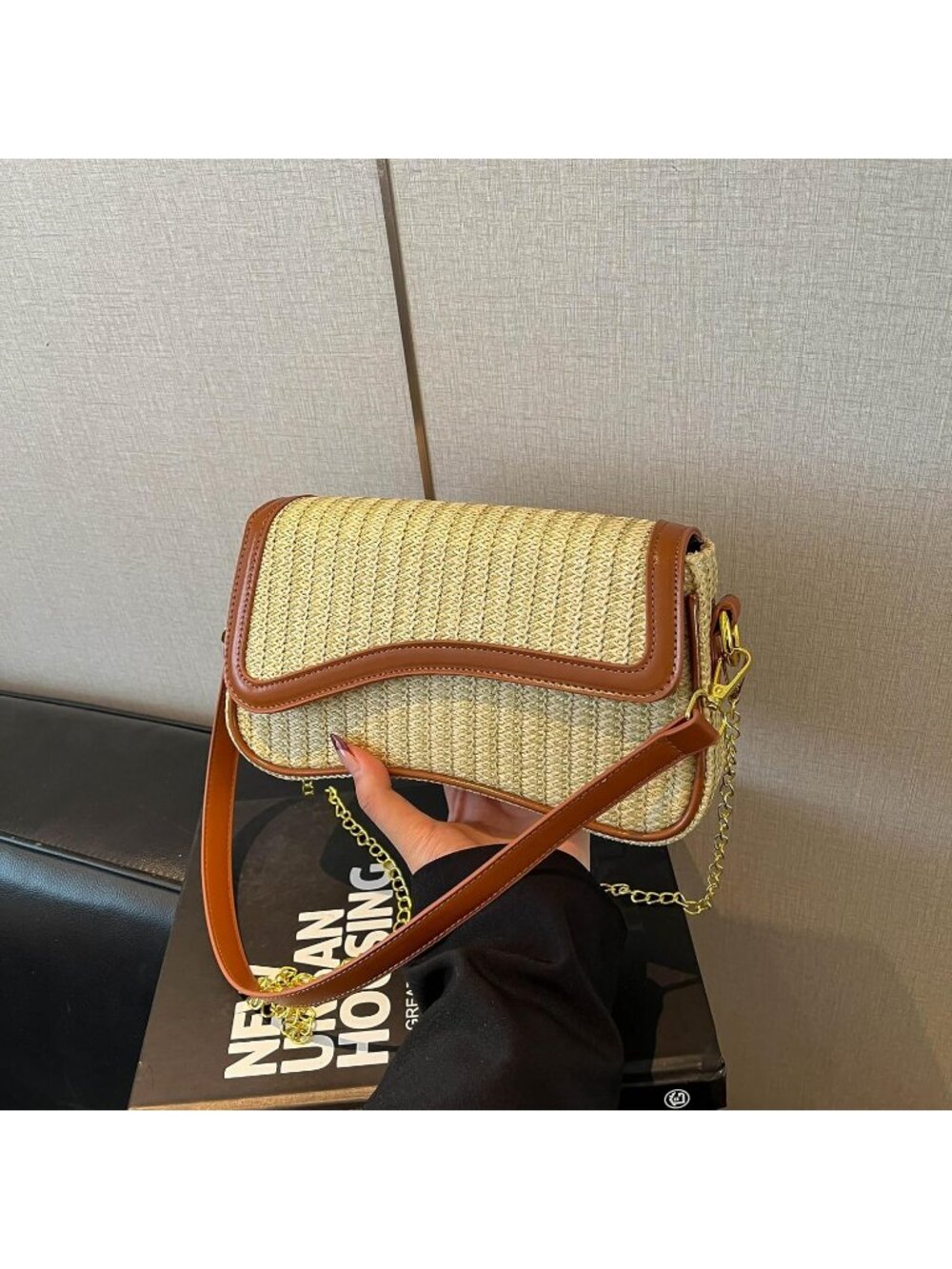 👜Women's B-Brown PU Leather Tote Shoulder Handbag 2 Removable Straps Zipper Bag
